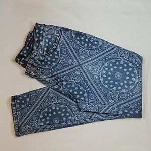 Earl Skinny Jeans Skinny Ankle Bandana Paisley Blue White